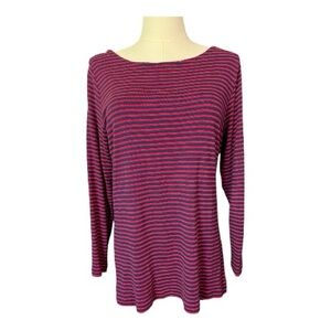 EUC+ Vineyard Vines red & navy striped boatneck long sleeve tee | size large